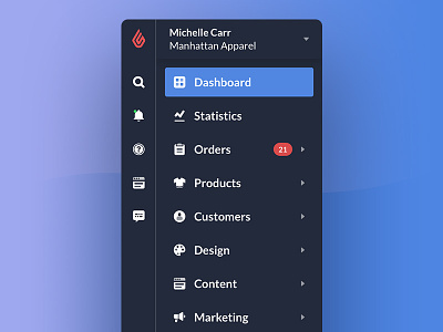 Sidebar Style Change dark ecommerce icons improvements lightspeed links menu navigation shop sidebar store web