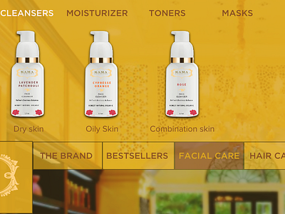 Menu Dropdown for Website Redesign ayurveda beauty luxury skincare user experience