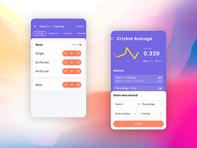 Cricket Average application app concept cricket design flat mobile app design sport ui user experience user interface