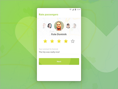 Rating screen for Wunder Carpool app android carpool mobile app design rating summary ui user experience user interface wunder