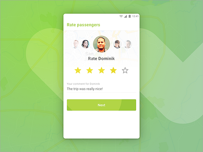 Rating screen for Wunder Carpool app