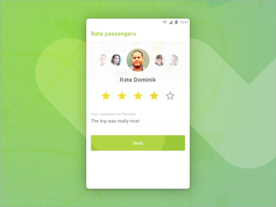 Rating screen for Wunder Carpool app android carpool mobile app design rating summary ui user experience user interface wunder