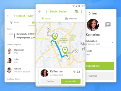 Ride Details android carpool driver map mobile app design ride ui user experience user interface wunder