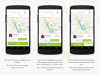 Testing Buttons android button carpool driver map mobile app design ride test ui user experience user interface wunder