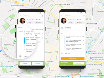 Carpooler Details android carpool driver mobile app design passenger ui user experience user interface wunder
