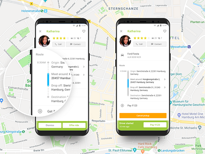 Carpooler Details android carpool driver mobile app design passenger ui user experience user interface wunder