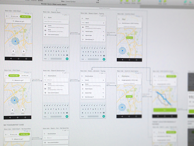 User Flow for "New ride" android carpool diagram driver mobile app design passenger ui user experience user flow user interface wunder