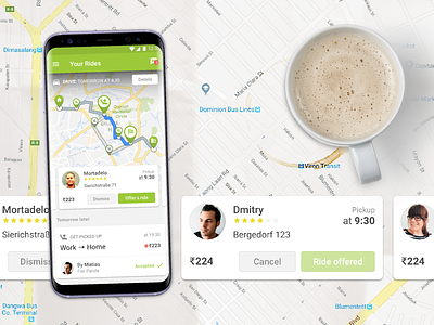 Home Concept android carpool concept driver home map mobile app design ride ui user experience user interface wunder