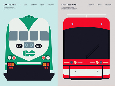 Toronto Tranist design flat go train go transit graphic design illustration toronto ttc ttc streetcar
