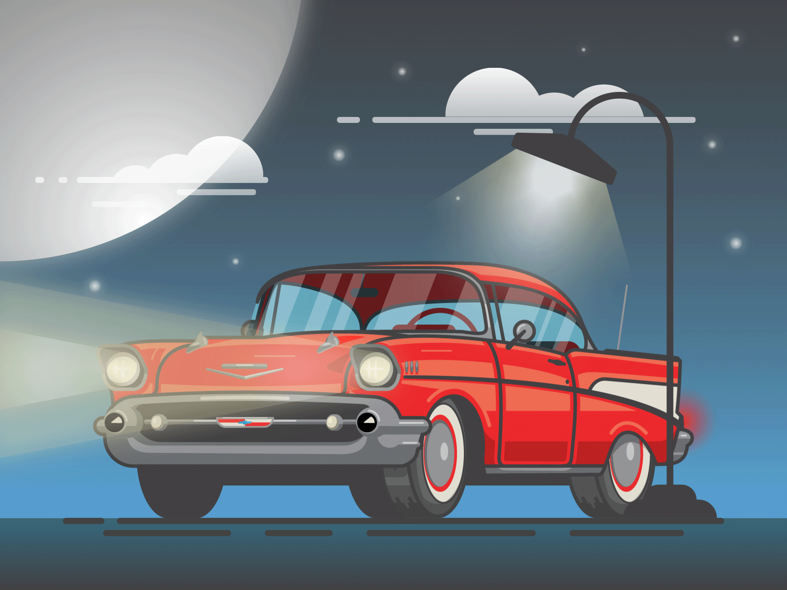 1957 Chevrolet Bel Air automobile bel-air car chevrolet chevy illustration vehicle