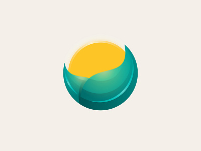 Sun & Leaf graphic icon vector