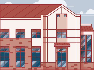 Edwardsville High School building flat illustration school