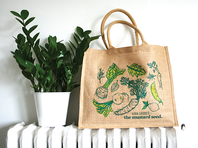 The Mustard Seed Community Co-Op Tote Bag bag community design green grocery illustration silkscreen sustainable tote-bag vegetables