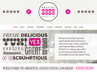 BGFA Website brand branding bristol bristol good food awards england facebook good food graphic designer homepage logo nick kelly photography texture twitter typography uk webpage website