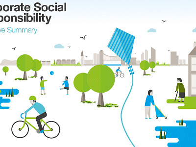 CSR Cover bike birds buildings cityscape csr green illustration infographic people social transport tree