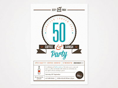 Coffee Party Invite 50th aa birthday coffee coffee party croissant danish infographic invitation invite typographic typography