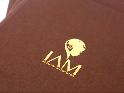 IAM brochure africa brochure brochure design cover deboss foil block gold foil graphic design bristol print uk designer