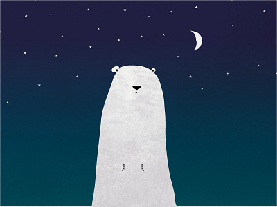 Bear With Me animal animaux arctic bear illustration moon night sky polar polar bear star stars winter