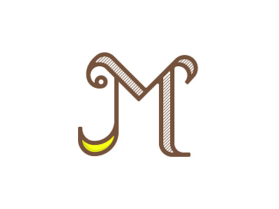 Monkey alphabet custom letter lettering logo m mark monkey type