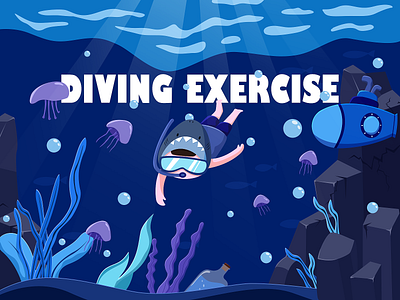 Diving Exercise animate branding illustration illustrations 插图 活跃