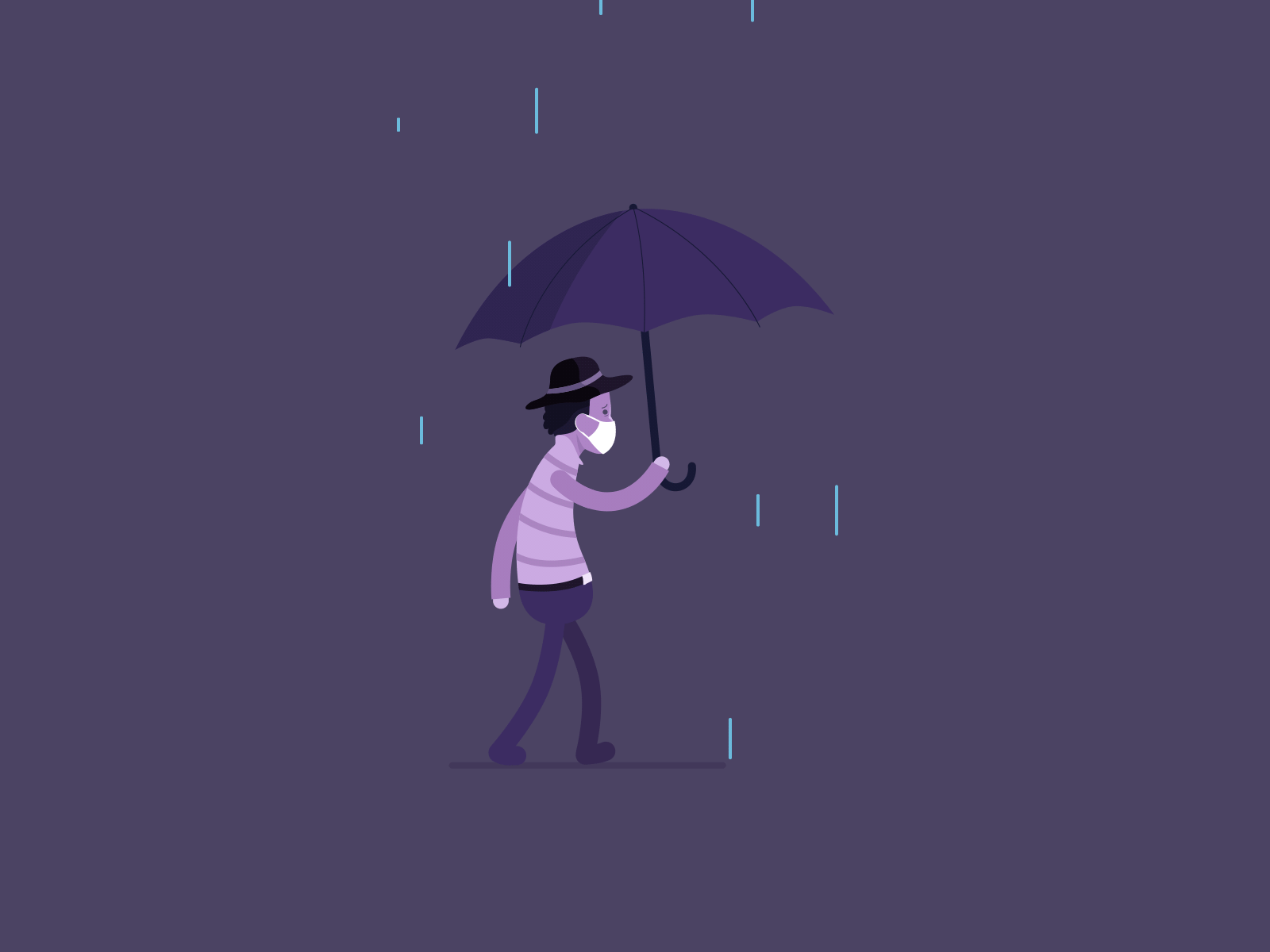 Walking In the Rain animate 下雨 动画 孤独 插图