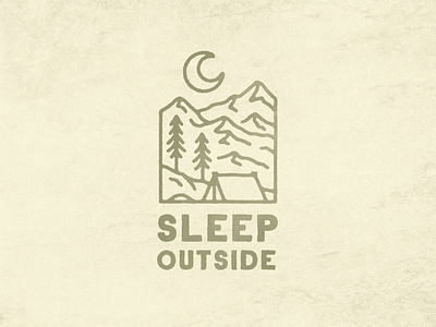 Sleep Outside camping camping logo graphic design illustration logo design monoline moon mountains nature outdoor outdoor badge tent texture trees typography