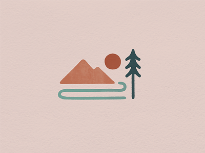 A Simple Scene color palette illustration landscape minimal mountain outdoors river simple texture tree