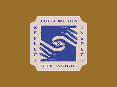 Reflect & Inspect badge design eye hand drawn hands illustration illustrator insight introspection reflect texture typography vintage