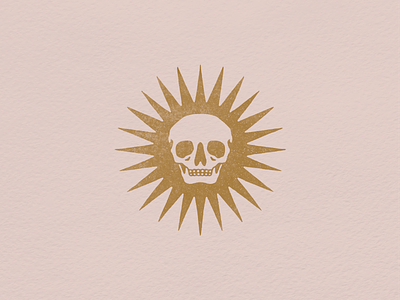 Sun Skull badge design hand drawn illustration logo print skull sun tattoo texture vintage