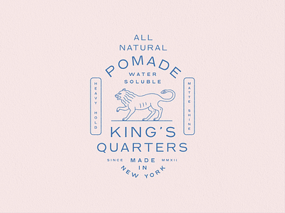 King's Quarters badge brand branding design hair heritage illustration king lion lockup logo pomade typography vintage