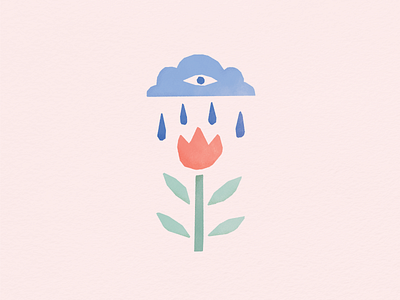 No Rain, No Rose cloud color palette cutout design eye flower graphic design hand drawn illustration illustrator print rose texture watercolor