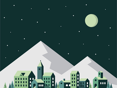 Lil' Mountain Town color palette geometric illustration mountain shapes simple town vector