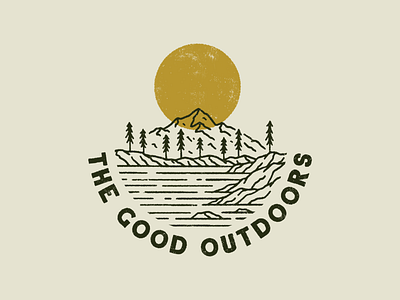 It's All Good In The Hood badge digital drawing distressed graphic design illustration monoline mountain neature outdoors procreate sun texture trees