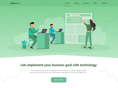 Upfront Landing page Header design branding business consultancy figma firm illustration landing page design landingpage technology