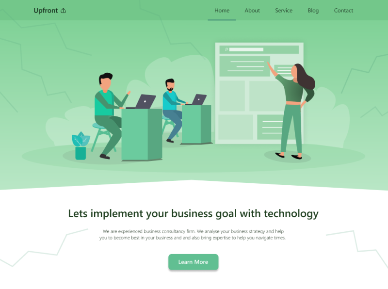Upfront Landing page Header design by sourav barua on Dribbble