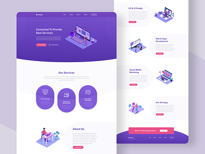 Landing Page exploration 2020 adobe branding business creative design digital agency isometric landing design landing page landing page design trend typogrraphy ui ui design ux web design website xd