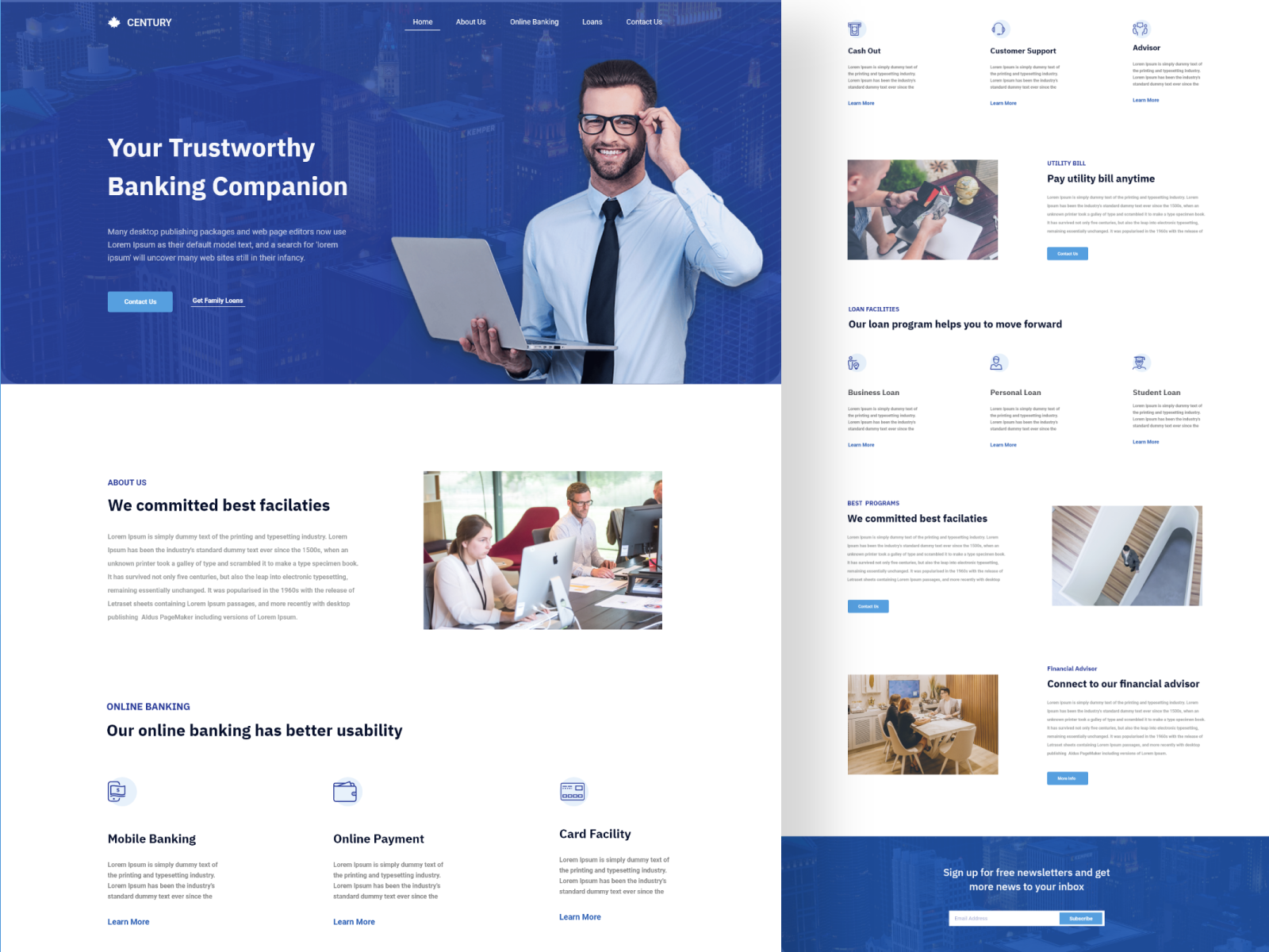 Bank Landing page exploration by sourav barua on Dribbble