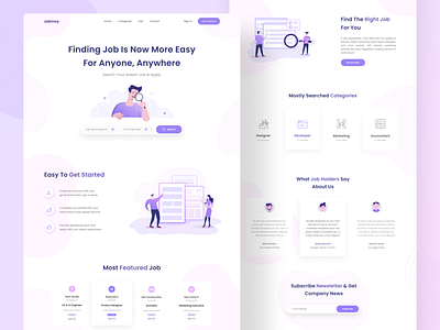 Job Finding Web Ui Exploration 2021 career character concept designer header hero homepage illustraion job job finder landing page landing page ui typography ui design uiux uxdesign web design