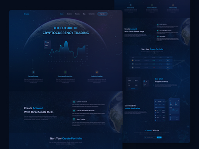Cryptocurrency Landing Page 2021 application bitcoin blockchain buy cryptocurrency designer interaction sell trading ui ux ui design ux design wallet web