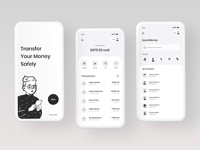 Money Transaction Mobile App 2021 application designer interface ios minimalist mobile app transaction trending typography ui uidesign usability ux ux design uxui wallet