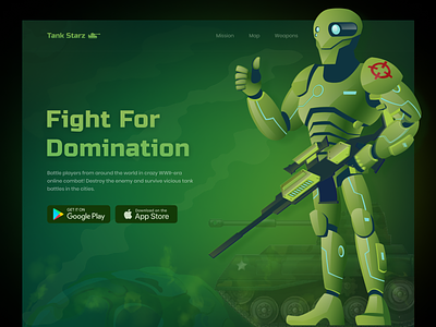 Tank Starz | Hero Exploration game header hero homepage landing page ui web web design webpage website