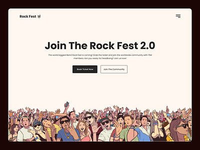 Rock Fest || Hero Exploration band concert elegant event header hero landing page ui uiux web design website