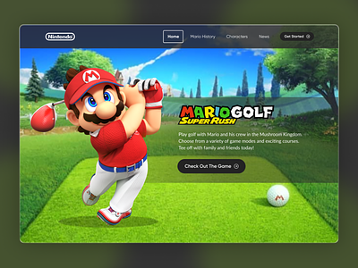 Mario Golf Hero/Header Re-design games golf illustration landing page mario nintendo product design ui design uiux web design website