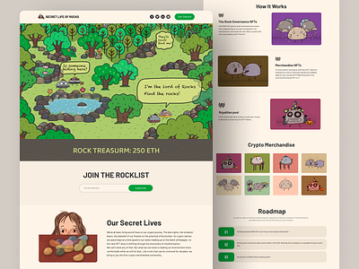 SECRET LIFE OF ROCKS | Landing Page crypto design homepage illustration landing page nft ui design uiux web design website