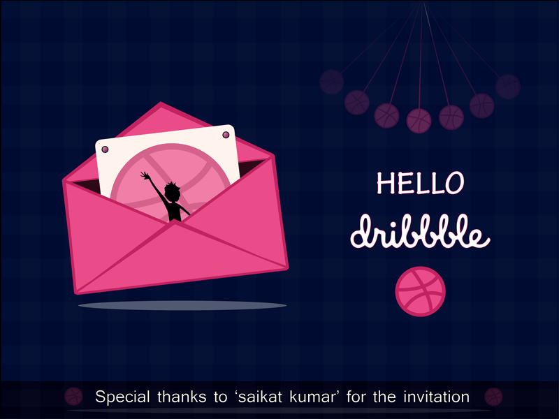 Hello Dribbble atwork invitation illustration gif dribbble