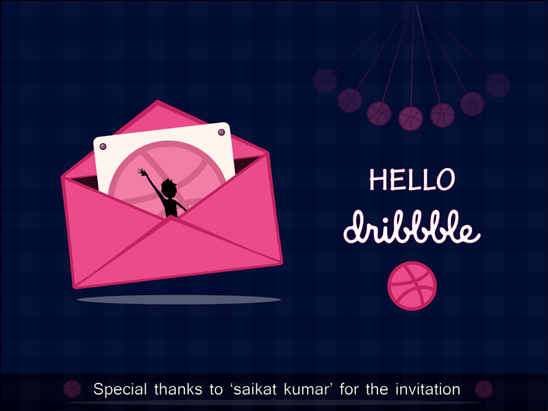 Hello Dribbble atwork dribbble gif illustration invitation