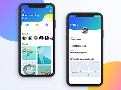 User Profile app blue design gradient ramp ios iphone x mobile ui user profile