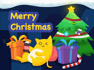 Merry Christmas cat christmas festival illustration illustrator photoshop ps