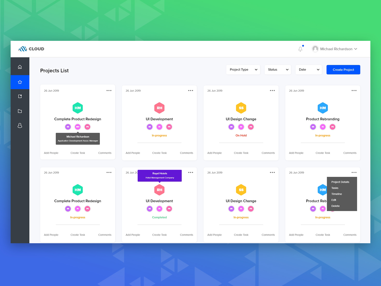 Project management application by Boopathiraja Natarajan on Dribbble