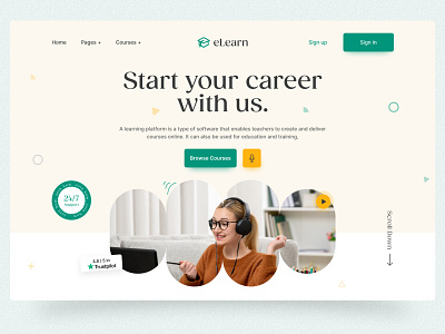 E- Learning Header UI design business graphic design modern portfolio typography ui ux web template